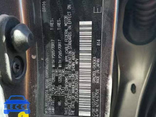 2016 TOYOTA 4RUNNER SR JTEZU5JR3G5136850 image 9