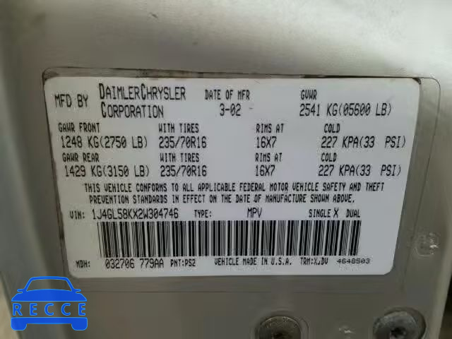 2002 JEEP LIBERTY LI 1J4GL58KX2W304746 image 9