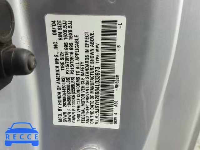 2004 HONDA ELEMENT EX 5J6YH28684L033973 зображення 9