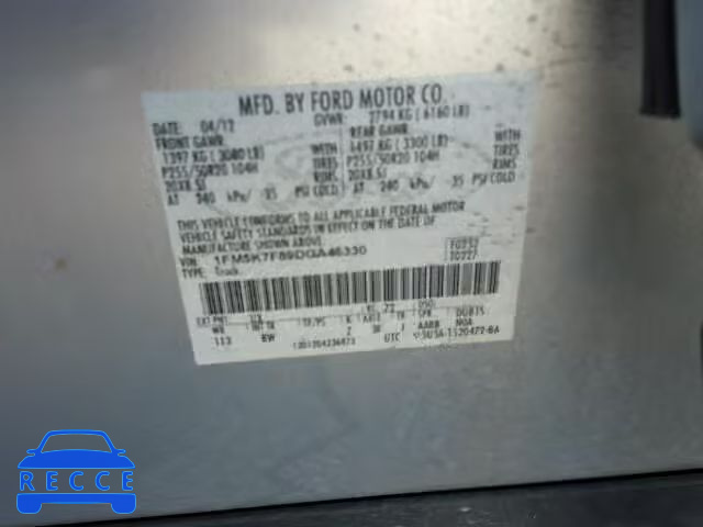 2013 FORD EXPLORER L 1FM5K7F89DGA46330 image 9