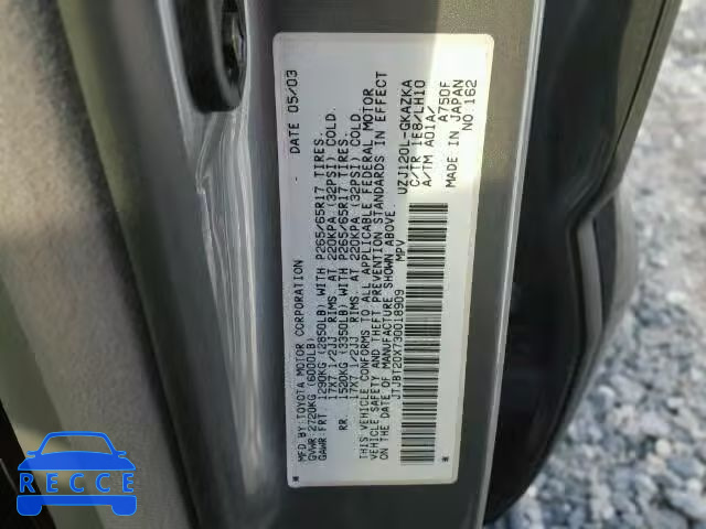 2003 LEXUS GX 470 JTJBT20X730018909 image 9