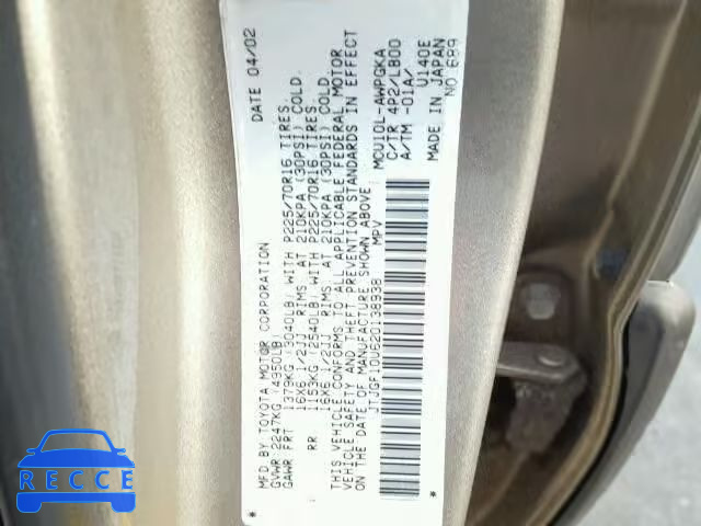 2002 LEXUS RX 300 JTJGF10U620138938 image 9