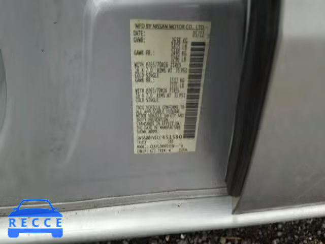 2012 NISSAN FRONTIER S 1N6AD0FV1CC451580 зображення 9