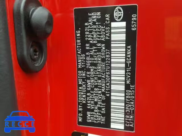 2007 TOYOTA CAMRY SOLA 4T1CA30P67U122837 image 9