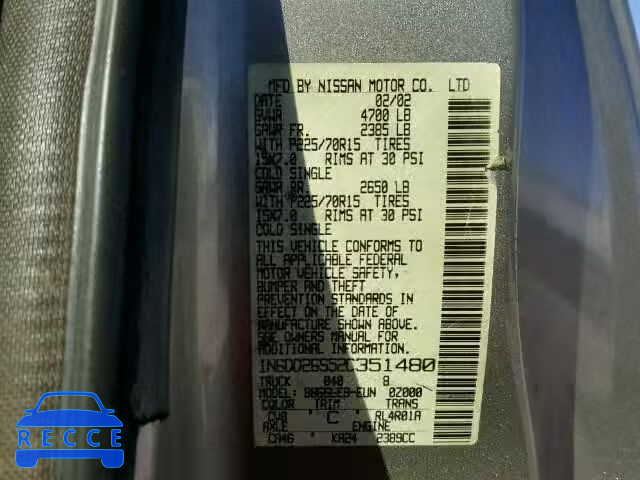 2002 NISSAN FRONTIER X 1N6DD26S52C351480 Bild 9