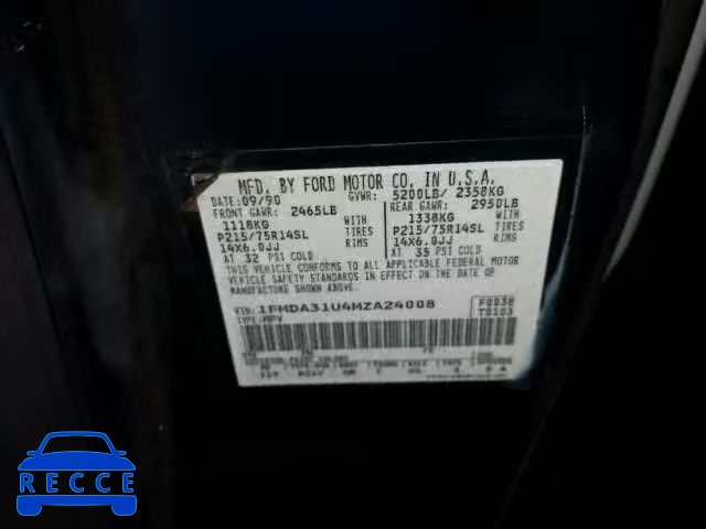 1991 FORD AEROSTAR 1FMDA31U4MZA24008 image 9