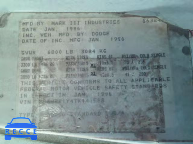 1996 DODGE RAM VAN B2 2B6HB21Y4TK141528 Bild 9