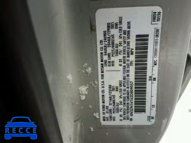 2002 NISSAN QUEST SE 4N2ZN16T62D809057 image 9