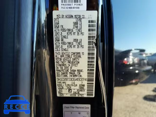 2003 NISSAN XTERRA XE/ 5N1ED28T33C649374 image 9
