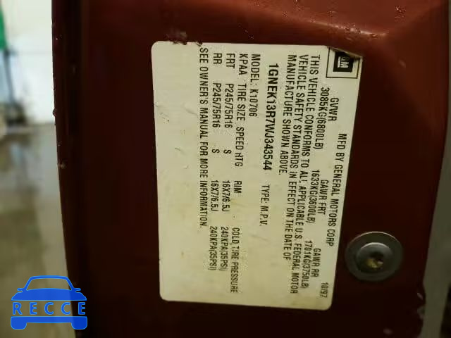 1998 CHEVROLET TAHOE K150 1GNEK13R7WJ343544 image 9