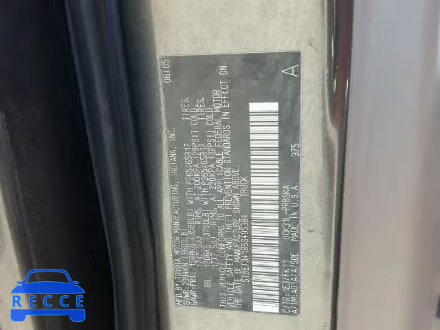 2005 TOYOTA TUNDRA DOU 5TBET34185S495384 image 9