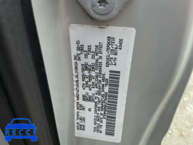 2001 TOYOTA TACOMA PRE 5TENM92N81Z794528 image 9