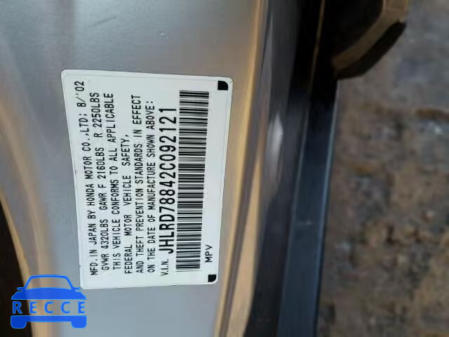 2002 HONDA CR-V EX JHLRD78842C092121 image 9