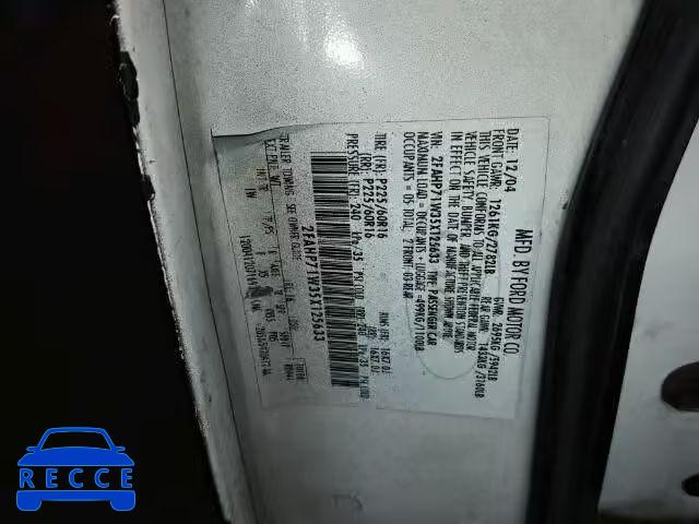 2005 FORD CROWN VIC 2FAHP71W35X125633 image 9