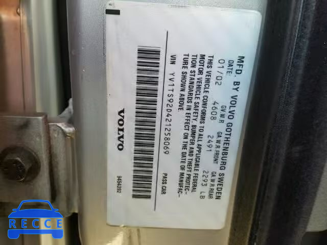 2002 VOLVO S80 YV1TS92D421258069 image 9