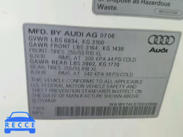 2007 AUDI Q7 3.6 QUA WA1BY74L57D032695 image 9