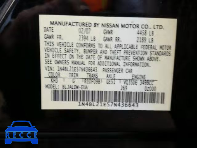 2007 NISSAN ALTIMA 3.5 1N4BL21E57N436643 image 9