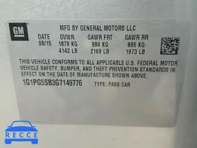 2016 CHEVROLET CRUZE LIMI 1G1PG5SB3G7149776 image 9