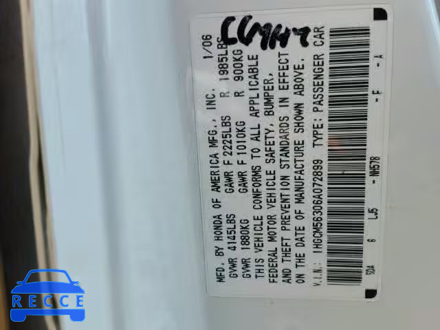 2006 HONDA ACCORD SE 1HGCM56306A072899 image 9