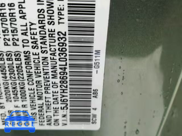 2004 HONDA ELEMENT EX 5J6YH28694L036932 зображення 9