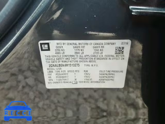 2017 CHEVROLET EQUINOX LS 2GNALBEK4H1513275 Bild 9
