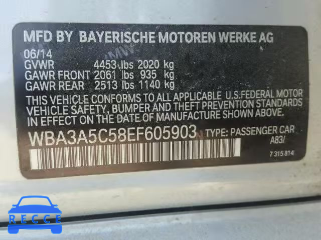 2014 BMW 328I WBA3A5C58EF605903 зображення 9