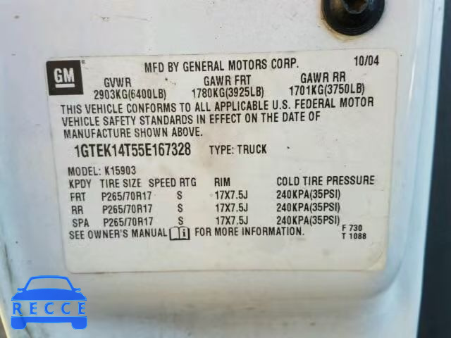 2005 GMC SIERRA K15 1GTEK14T55E167328 image 9
