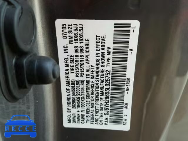 2005 HONDA ELEMENT EX 5J6YH28655L025752 Bild 9