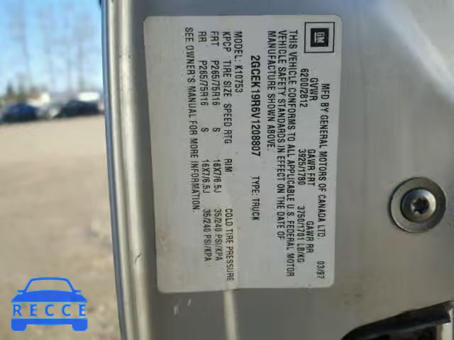 1997 CHEVROLET K1500 2GCEK19R6V1208807 image 9