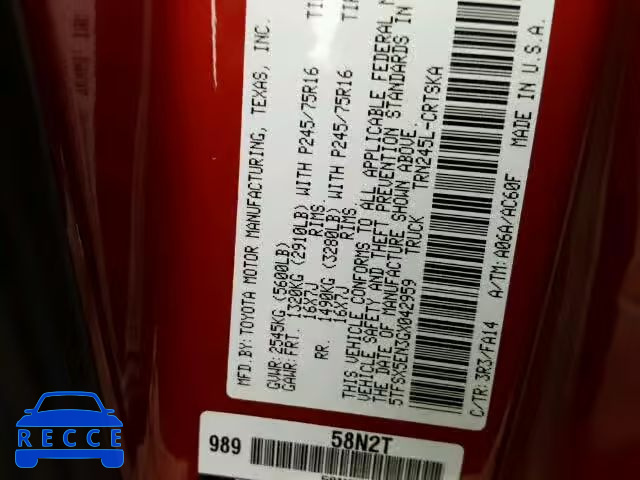 2016 TOYOTA TACOMA ACCESS CAB 5TFSX5EN3GX042959 image 9