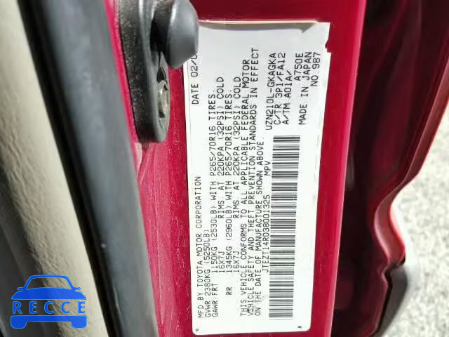 2003 TOYOTA 4RUNNER SR JTEZT14R038001325 image 9