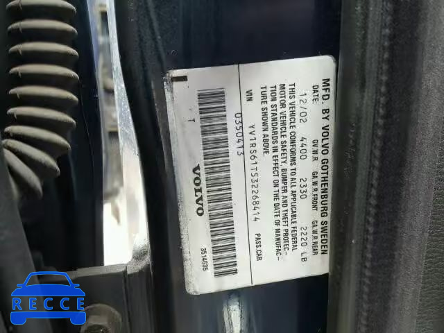 2003 VOLVO S60 YV1RS61T532268414 зображення 9