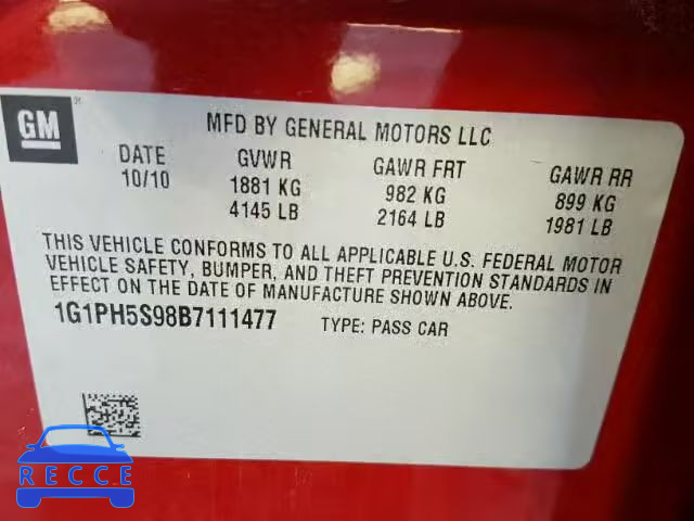 2011 CHEVROLET CRUZE LTZ 1G1PH5S98B7111477 image 9