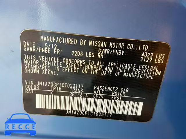 2012 NISSAN LEAF SV/SL JN1AZ0CP1CT023117 Bild 9