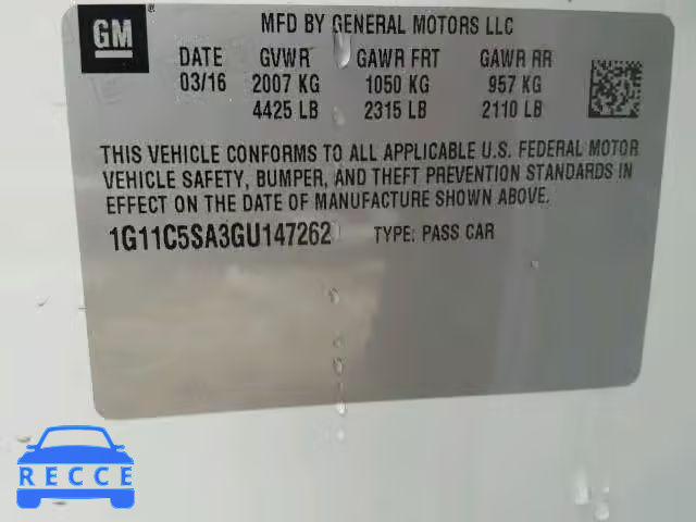 2016 CHEVROLET MALIBU LIM 1G11C5SA3GU147262 image 9