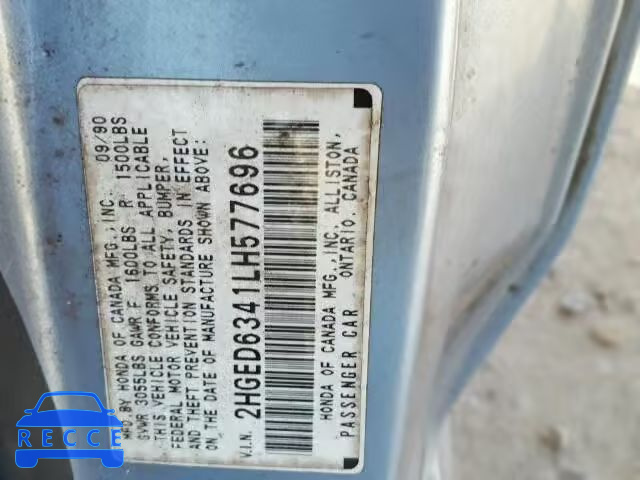 1990 HONDA CIVIC 2HGED6341LH577696 image 9