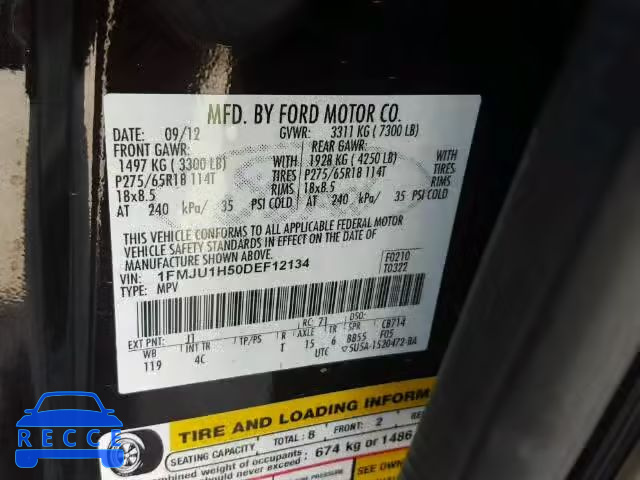 2013 FORD EXPEDITION 1FMJU1H50DEF12134 Bild 9