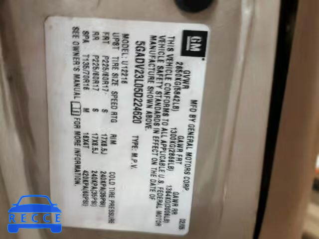 2005 BUICK TERRAZA CX 5GADV23L05D224620 image 9