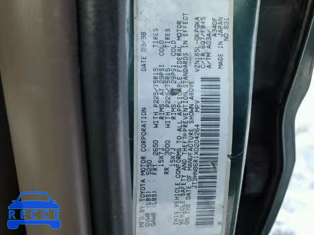 1999 TOYOTA 4RUNNER JT3HN86R1X0204264 image 9