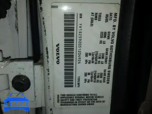 2005 VOLVO XC70 YV1SZ592051204924 зображення 9