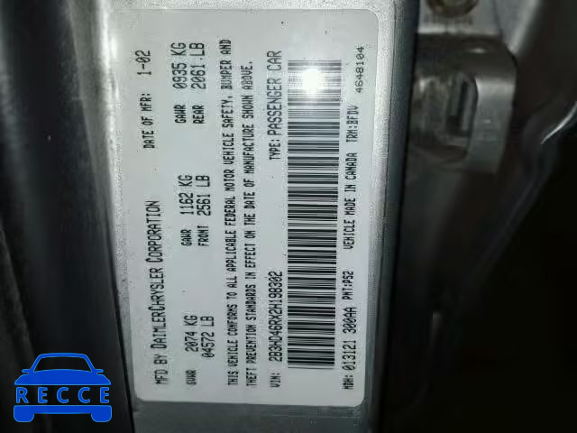 2002 DODGE INTREPID S 2B3HD46RX2H198302 image 9