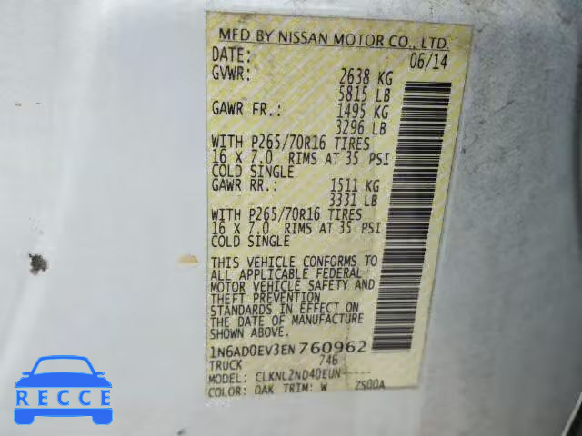 2014 NISSAN FRONTIER S 1N6AD0EV3EN760962 image 9