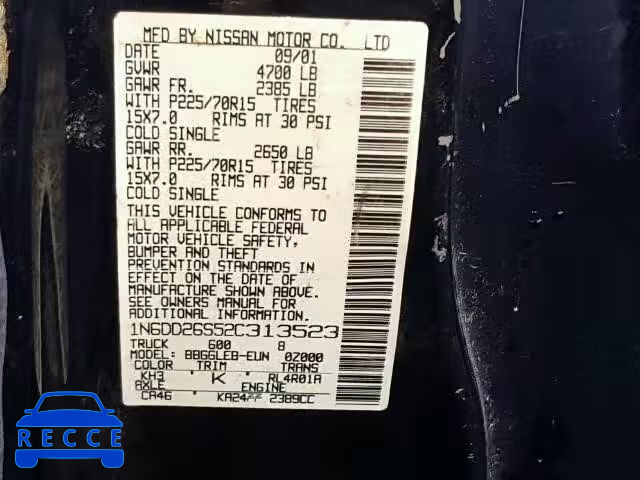 2002 NISSAN FRONTIER X 1N6DD26S52C313523 image 9