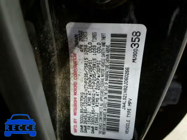 2002 MITSUBISHI MONTERO SP JA4LS21H82J060266 image 9