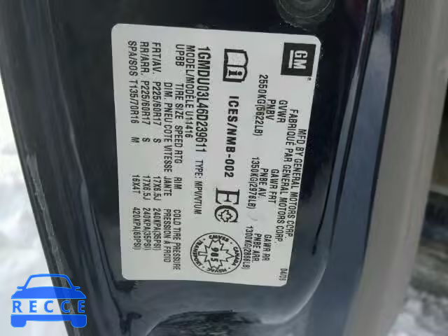 2006 PONTIAC MONTANA SV 1GMDU03L46D239611 Bild 9