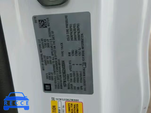 2016 GMC SIERRA C15 1GTN1LEC0GZ903584 image 9