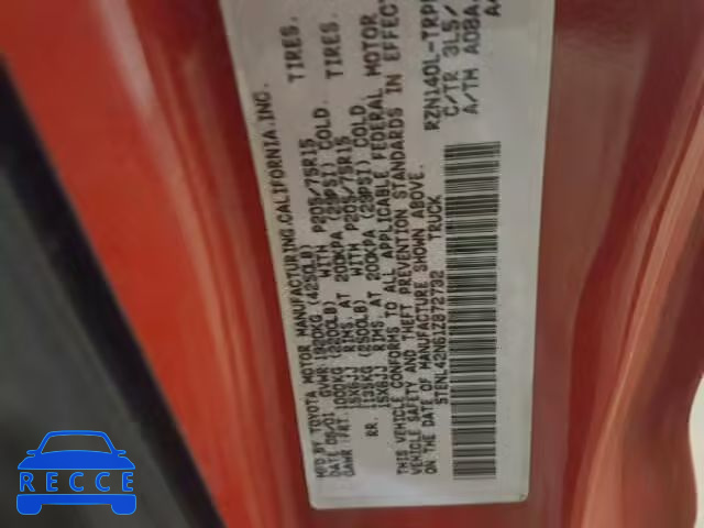 2001 TOYOTA TACOMA 5TENL42N61Z872732 image 9