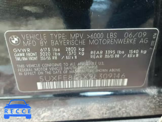 2009 BMW X5 XDRIVE4 5UXFE835X9L309146 image 9