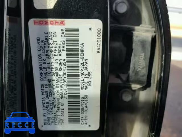 2000 TOYOTA ECHO JTDBT1239Y0041994 image 9