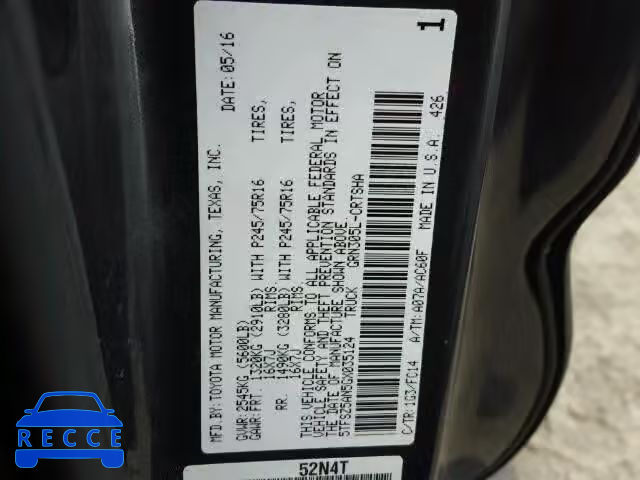 2016 TOYOTA TACOMA ACCESS CAB 5TFSZ5AN5GX035124 зображення 9